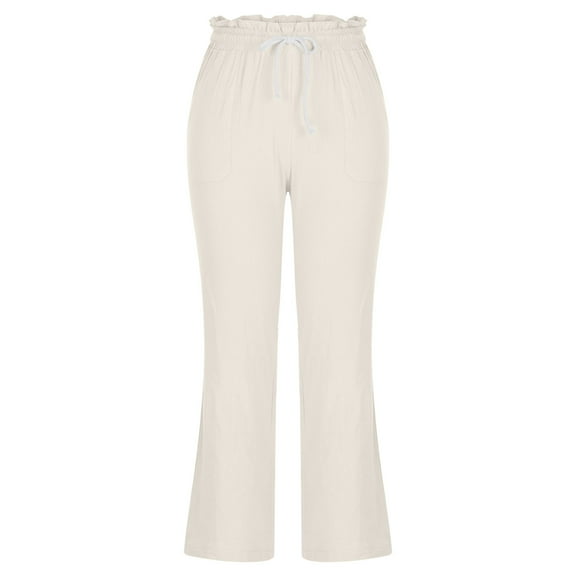 HBYJLZYG Cotton Linen Long Pants, Fashion Women Summer Casual Loose Cotton And Linen Pocket Solid Trousers Pants