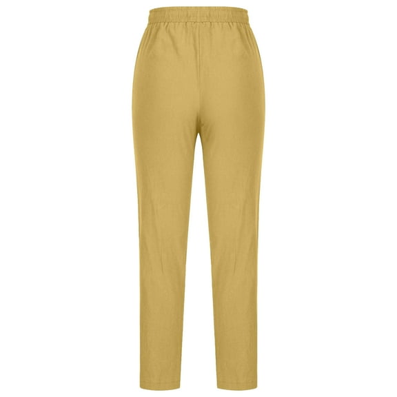 HBYJLZYG Cotton Linen Solid Long Pants, Fashion Women Summer Casual Loose Cotton And Linen Pocket Solid Trousers Pants