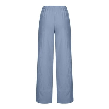 HBYJLZYG Cropped Pants Cotton Linen, Women Casual Solid Pants Comfortable Elastic High Waist Casual Beach Pants