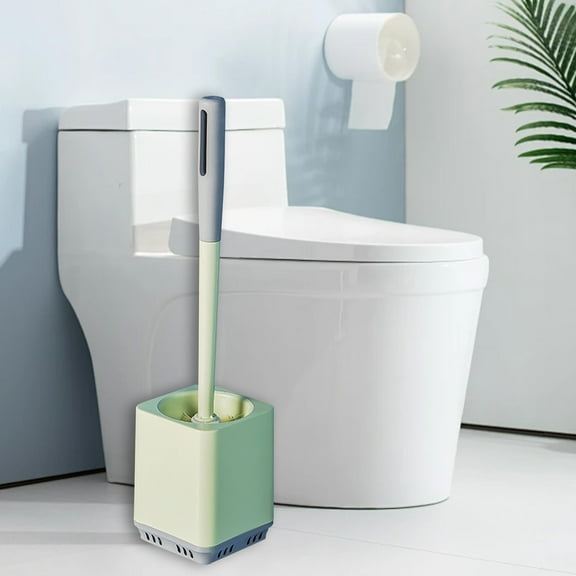 HBYJLZYG Dead Corner Toilet Brush Bathroom Cleaning Brush Toilet Long Handle Wall-Mounted Plastic Soft Bristle Brush Set with Base, Kitchen Storage Organization