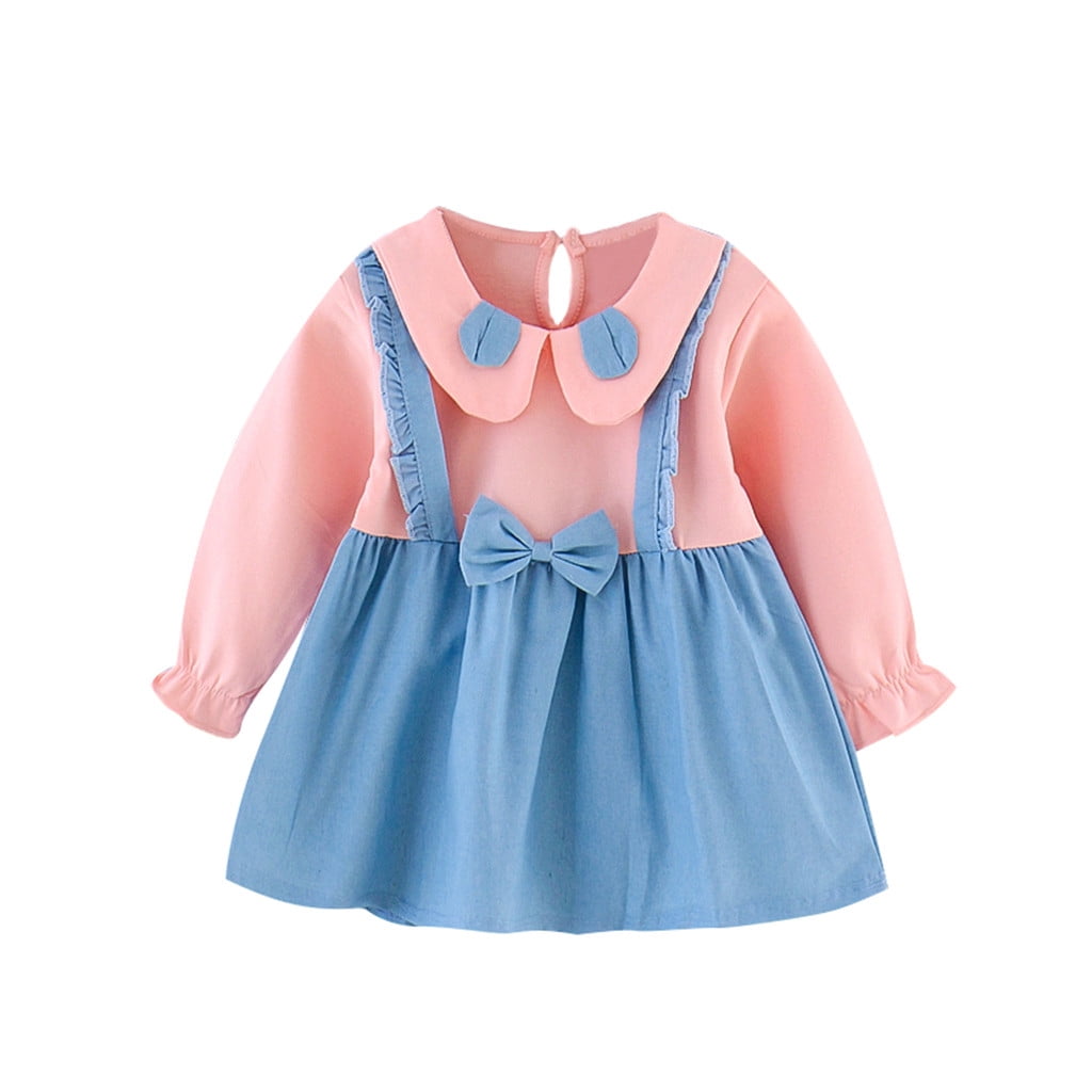 HBYJLZYG Dress For Girls False Two Piece, Toddler Kids Baby Peter Pan ...