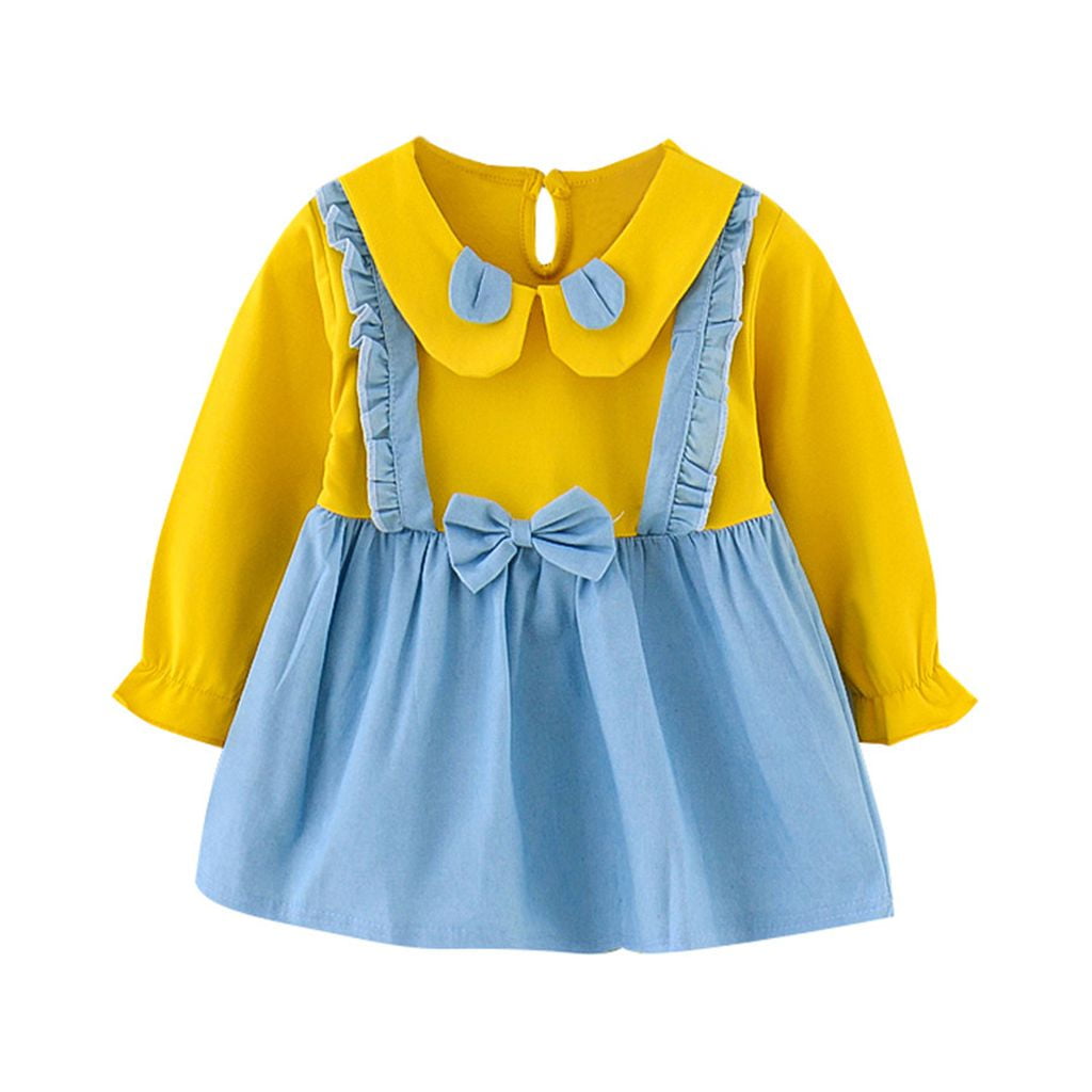 HBYJLZYG Dress For Girls False Two Piece, Toddler Kids Baby Peter Pan ...