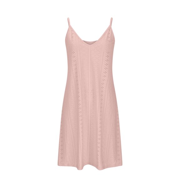 HBYJLZYG Dresses For Women 2024, Summer Women Casual Spaghetti Strap Hollow Out Breathable Sleeveless V-Neck Beach Mini Dresses