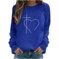 thumbnail image 1 of HBYJLZYG Easter Tops For Women Heart Easter Graphic Printed Tee Comfy Outdoor Crew Neck Loose Long Sleeve Shirts, 1 of 3