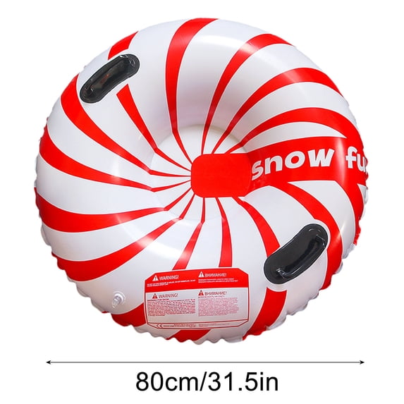 HBYJLZYG Family Round Shaped Snow Tube, 32Inch Inflatable Winter Sled with Handles, Tough PVC for Kids Adults, Easy Inflate & Deflate for Snow Tubing Fun