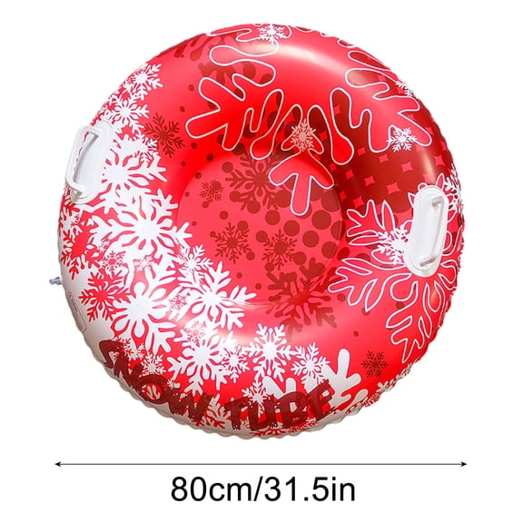 HBYJLZYG Family Round Shaped Snow Tube, 32Inch Inflatable Winter Sled with Handles, Tough PVC for Kids Adults, Easy Inflate & Deflate for Snow Tubing Fun