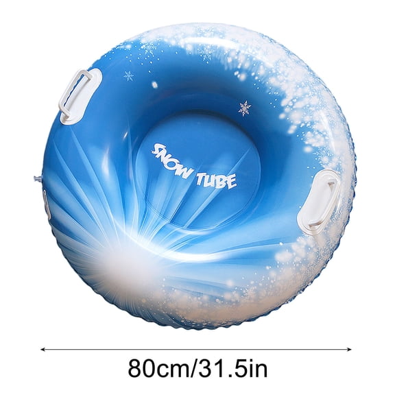 HBYJLZYG Family Round Shaped Snow Tube, 32Inch Inflatable Winter Sled with Handles, Tough PVC for Kids Adults, Easy Inflate & Deflate for Snow Tubing Fun