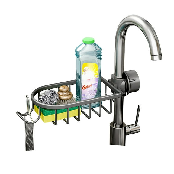 HBYJLZYG Faucet Storage Rack Space Aluminum Black Adjustable Kitchen Sink Sink Sink Sponge Cloth Storage Rack