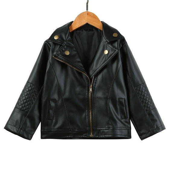 HBYJLZYG Faux Leather Coat Lapel Short Jacket, Toddler Baby Boys Long Sleeve Solid Color Outwear Leather Coat Jacket Clothes