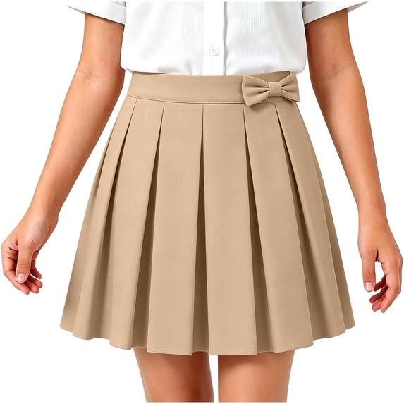 HBYJLZYG Girls' Pleated Skirt with Bow Detail and Built-in Shorts, Elastic Waistband A-Line Mini Skirt for Summer School Uniform and Casual Daily Wear