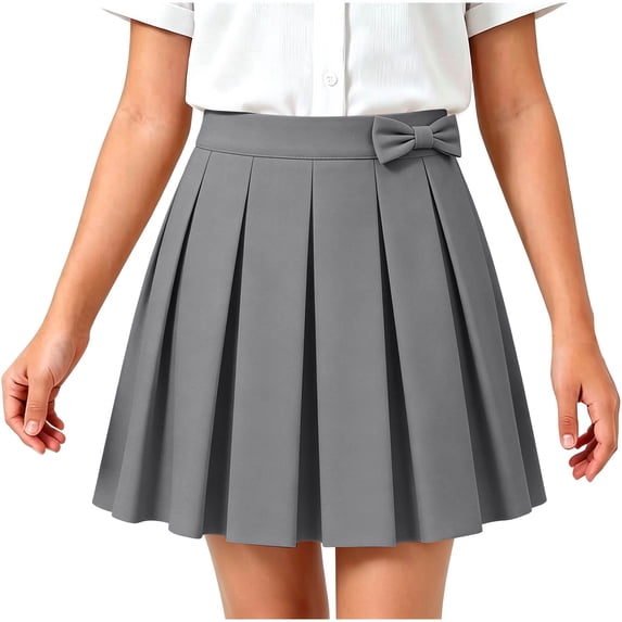 HBYJLZYG Girls' Pleated Skirt with Bow Detail and Built-in Shorts, Elastic Waistband A-Line Mini Skirt for Summer School Uniform and Casual Daily Wear