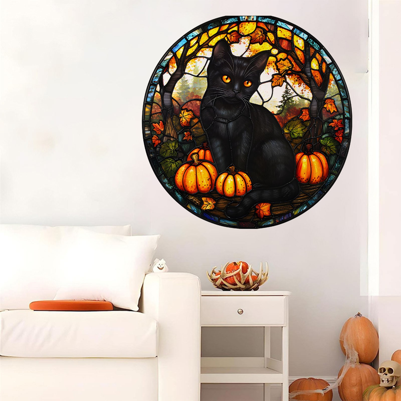 HBYJLZYG Halloween Window Clings Large Stained Colorful Horror Blacks ...