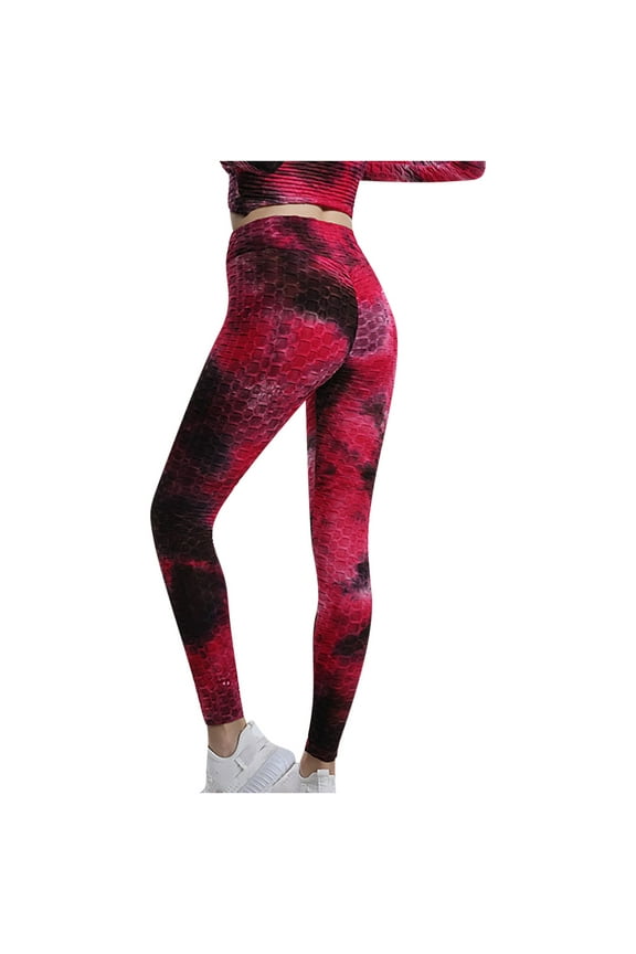 High Waisted Leggings For Women - Soft Athletic Bubble Tie-Dye Pants For Running Cycling Yoga Workout