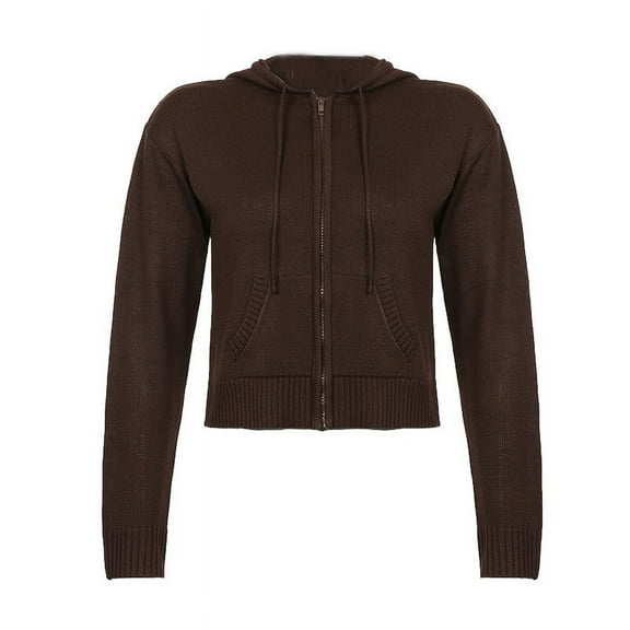 HBYJLZYG Hoodies Cardigans Sweater Knitted Sweatshirt Cropped Jacket Coat, Women Fashion Casual Warm Solid Color Zipper Pocket Coat Outerwear Knit Tops