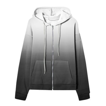 HBYJLZYG Hoodies Cardigans Sweaters Gradient Sweatshirt Jacket Coat, Women Oversized Casual Printed Zippered Long Sleeved Hooded Jacket