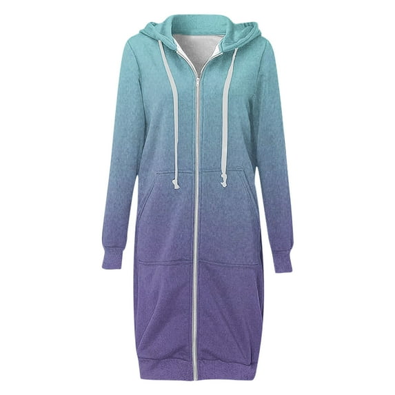 HBYJLZYG Hoodies Cardigans Sweaters Gradient Sweatshirt Jacket Long Coat, Women Loose Long Sleeve Hoodie Tops Winter Coats For Women