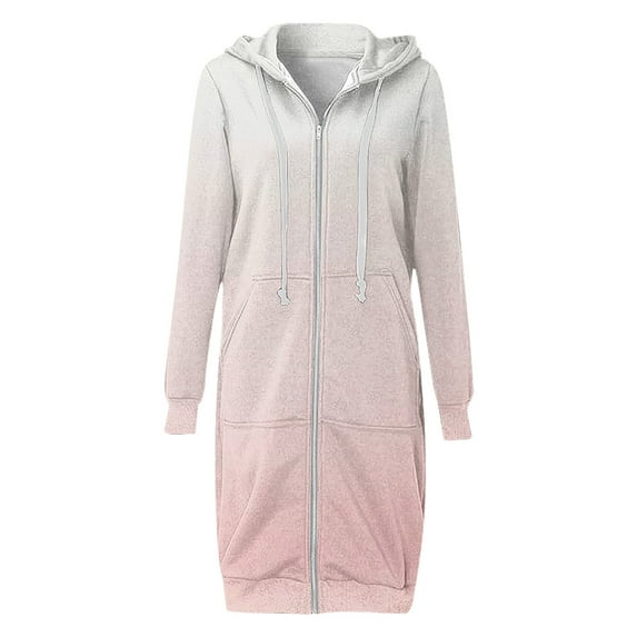 HBYJLZYG Hoodies Cardigans Sweaters Gradient Sweatshirt Jacket Long Coat, Women Loose Long Sleeve Hoodie Tops Winter Coats For Women