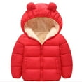 thumbnail image 1 of HBYJLZYG Hoodies Cardigans Zipper Padded Jacket Coat Sherpa Lined Jacket, Winter Children Cotton-Padded Solid Color Rabbit Ears Baby Long Sleeve Jacket, 1 of 3