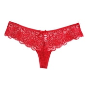 HBYJLZYG Lace G-String Panties Gauze Bow Low Waist Thongs, Womens Fashion Sexy Flower Transparent Pants Thongs
