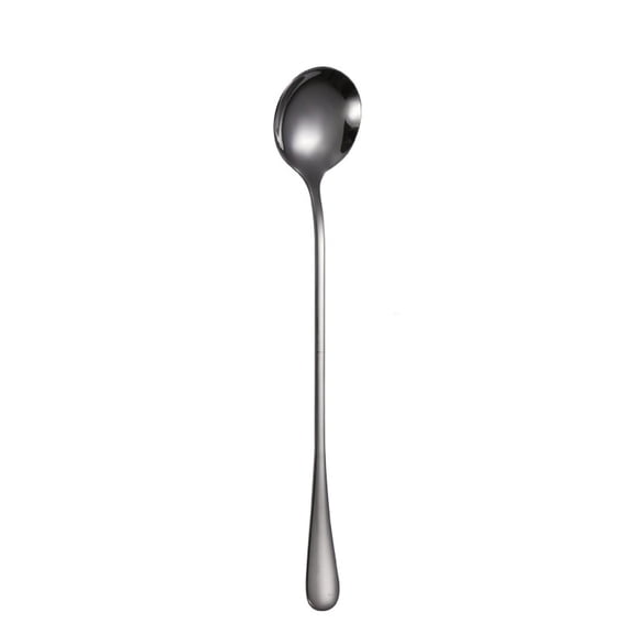 HBYJLZYG Long Handle Stainless Steel Spoon, Multifunctional Round Tip Mixing Spoon, Durable Reusable Coffee Ice Cream Dessert Spoon for Home Kitchen Cafe Daily Use, 7.4"x1.3"