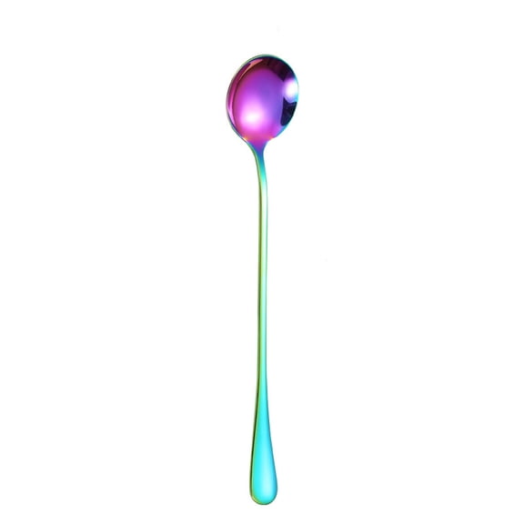 HBYJLZYG Long Handle Stainless Steel Spoon, Multifunctional Round Tip Mixing Spoon, Durable Reusable Coffee Ice Cream Dessert Spoon for Home Kitchen Cafe Daily Use, 7.4"x1.3"
