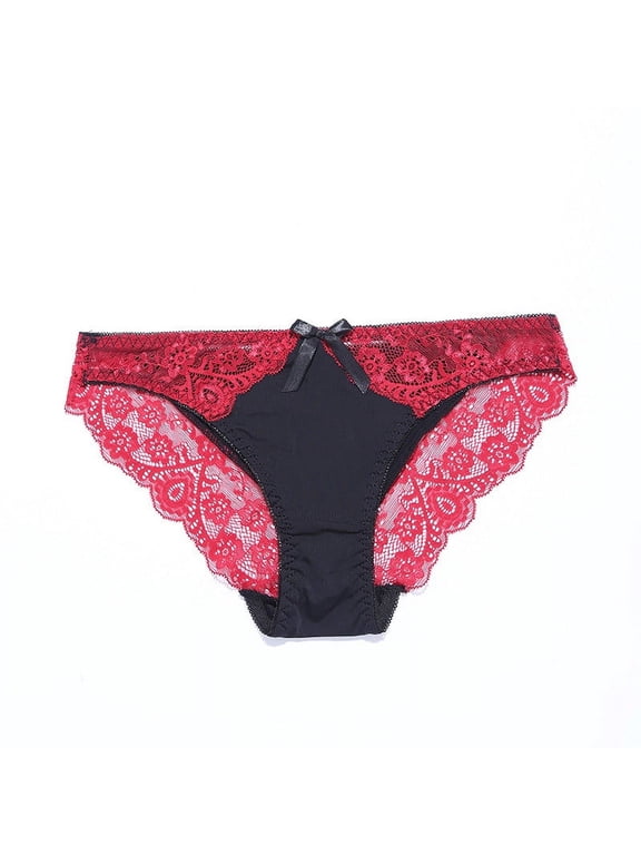 Low Waist Underwear Hollowed Out Briefs Lace Thongs, Womens Sexy Transparent Lace Comfort Underpants