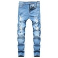 thumbnail image 1 of HBYJLZYG Men'S Ripped Jeans Distressed Destroyed Jeans Straight Leg Stretchy Knee Holes Denim Pants For Men, 1 of 5