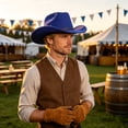 thumbnail image 1 of HBYJLZYG Men's Cowboy Hat with Braided Band and Wide Brim, Western Style Outdoor Sun Protection Felt Blend for Rodeo Party and Everyday Wear, 1 of 5