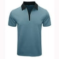 thumbnail image 1 of HBYJLZYG Men's Half Zipper Shirts Short Sleeve Casual Turn Down Collar T-Shirt Summer Solid Color Classic Blouse Tops Blue, 1 of 5