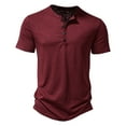 thumbnail image 1 of HBYJLZYG Men's Henley Shirts Short Sleeve Casual Slim-Fit T-Shirt Summer Solid Color Fitness Gym Hipster Tops Wine, 1 of 8