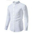 thumbnail image 1 of HBYJLZYG Men's Linen Shirts Solid Long Sleeve Casual Button Down Shirts Slim Fit Pocket Shirt Tops, 1 of 9