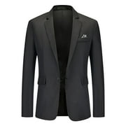 HBYJLZYG Mens One Button Blazer, Slim Fit Notched Lapel Suit Jacket with Pocket Detail, Business Casual Sport Coat for Men