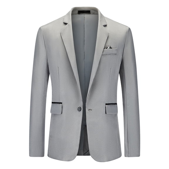 HBYJLZYG Men's One Button Blazer, Slim Fit Notched Lapel Suit Jacket with Pocket Detail, Business Casual Sport Coat for Men