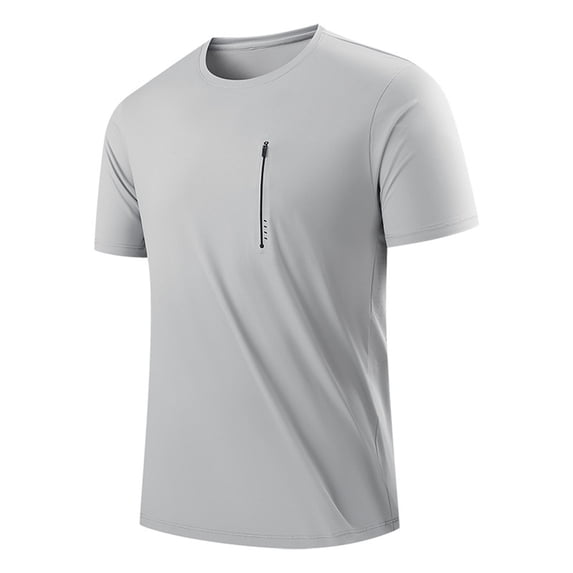 HBYJLZYG Men's Quick Dry Polyester Crew Neck Tee with Zipper Pocket, Breathable, Solid Color, L-5XL for Outdoor, Work & Daily Wear