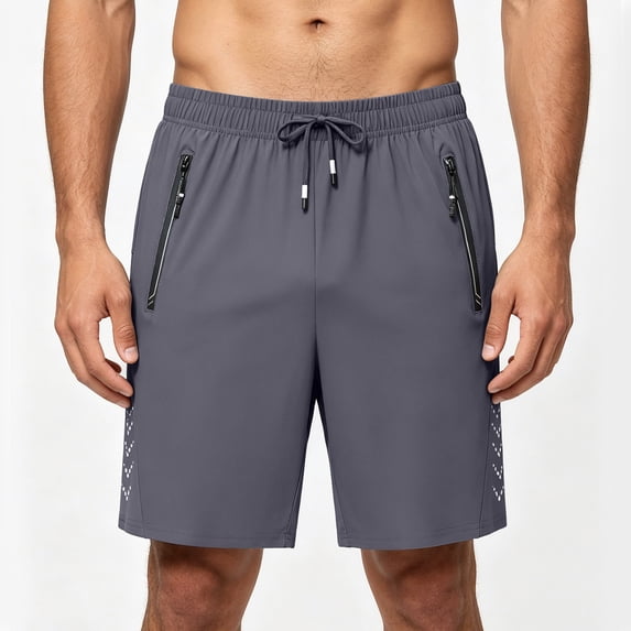 HBYJLZYG Men's Quick Dry Running Shorts with Zipper Pockets, Lightweight Ice Silk Athletic Shorts, Breathable Summer Gym Workout Shorts with Drawstring Waist