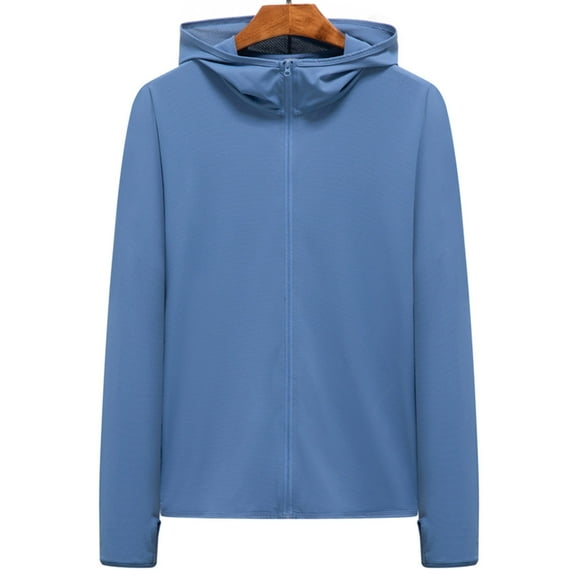 HBYJLZYG Men's UPF 50+ Sun Protection Shirts Outdoor UV Hiking Fishing SPF Shirts Long Sleeve Zipper Rash Guard Hooded Jackets, Sun Protection Shirts For Men