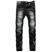 HBYJLZYG Mens Athletic Fit Jeans, Gradient Stretch Slim Pants Button Zipper Casual Straight Full Pants