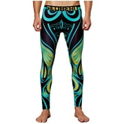 HBYJLZYG Mens Leggings, Breathable Thermal Long Johns Underwear Pants Print Sports Base Layer Bottoms