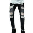 thumbnail image 1 of HBYJLZYG Mens Skinny Ripped Jeans, Slim-Fit Denim Pants Pockets Button Zipper Stretch Straight-Fit Jogger Pants, 1 of 8