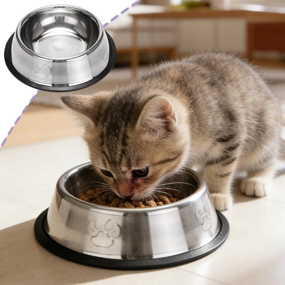 HBYJLZYG Non-Skid Stainless Steel Pet Bowl, Anti-Tip Dog Cat Feeding Dish, Durable Thick Walled Food Water Bowl, Dishwasher Safe Bowl for Puppies Kittens