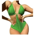 thumbnail image 1 of HBYJLZYG One Piece Swimsuit For Women, Halter Neck Lace Up Swimsuit Backless Micro Elastic Bikini Sets Beach Swimwear, 1 of 5