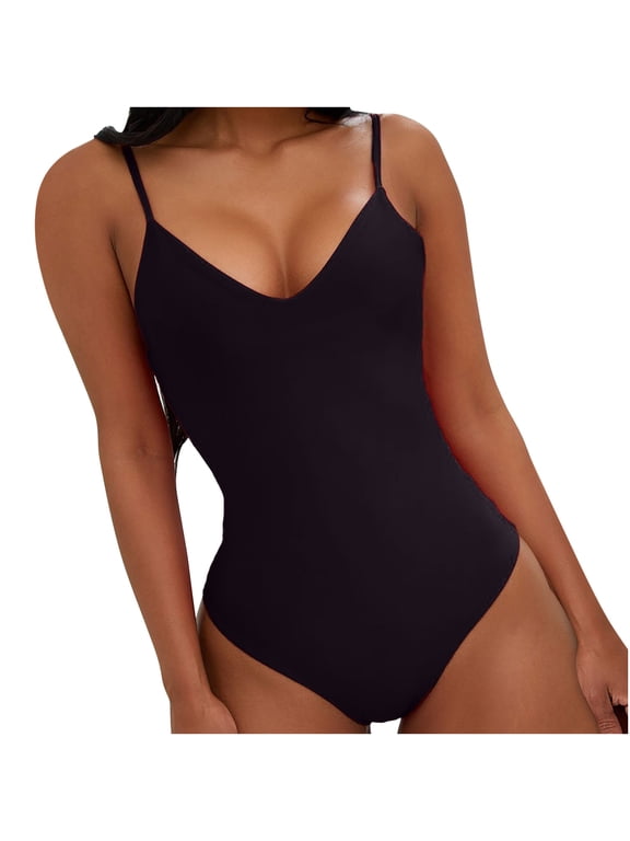 One Piece Swimsuit For Women, Micro Elastic Suspender Tankini Bathing Suit Backless Solid Color Bikini Beach Swimwear