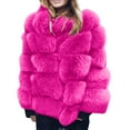 thumbnail image 1 of HBYJLZYG Oversized Faux Fox Fur Plush Coats Jacket Tops, Women Winter Solid Color Warm Loose Stand Collar Hair Plush Jacket Coat, 1 of 6