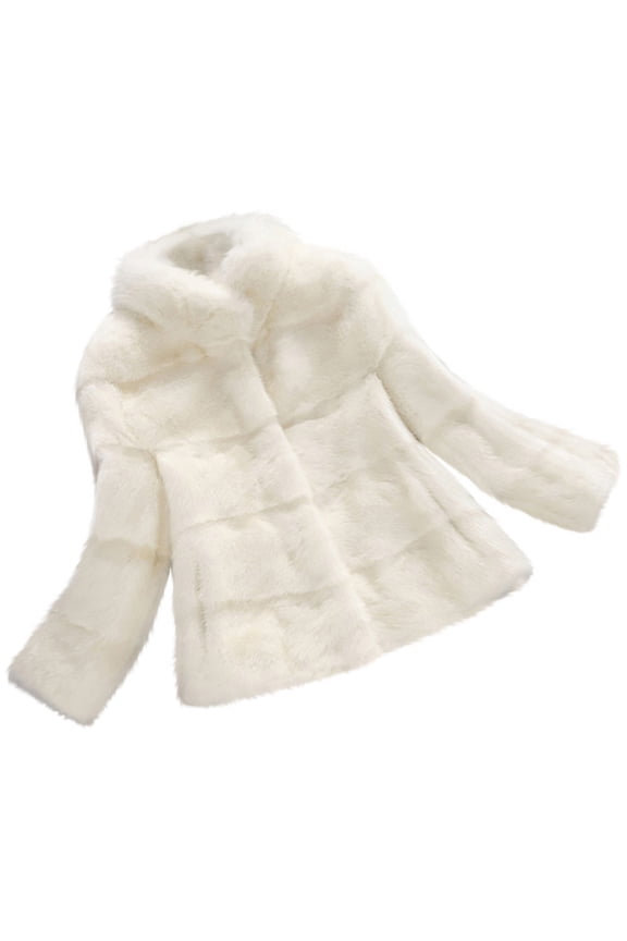 Oversized Faux Fox Fur Plush Coats Jacket Tops, Women Winter Solid Color Warm Loose Stand Collar Hair Plush Jacket