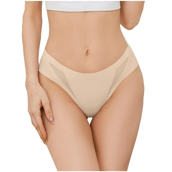 HBYJLZYG Panties For Women Mid-Rise Thong Ladies Seamless Ice Silky Underwear Hip Lifting Breathable Soft Stretchy