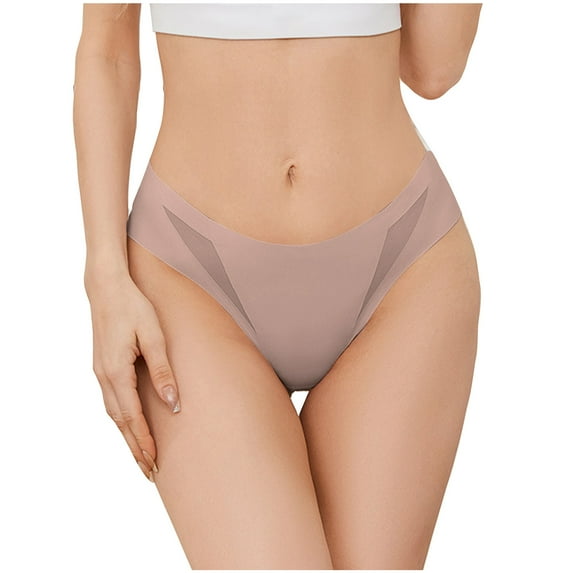HBYJLZYG Panties For Women Mid-Rise Thong Ladies Seamless Ice Silky Underwear Hip Lifting Breathable Soft Stretchy