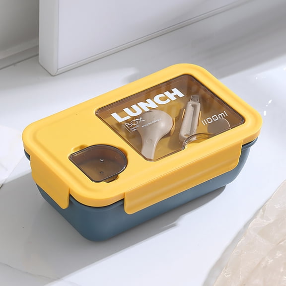 HBYJLZYG Plastic Lunch Box Fresh-keeping Box Microwave Oven Heating Sealed Thermal Insulation Bento Box Lunch Box With Tableware 1100ML