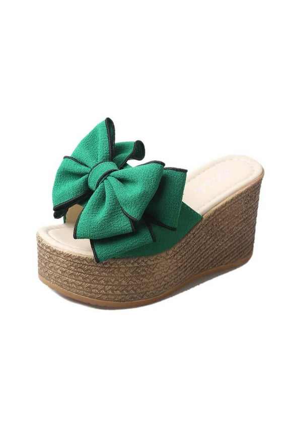 Platform Wedge Sandals Espadrille Slide Sandals Slip On High Heel Espadrille Flatform Mules For Women Casual Jute Beach Straw Raffia Sandals