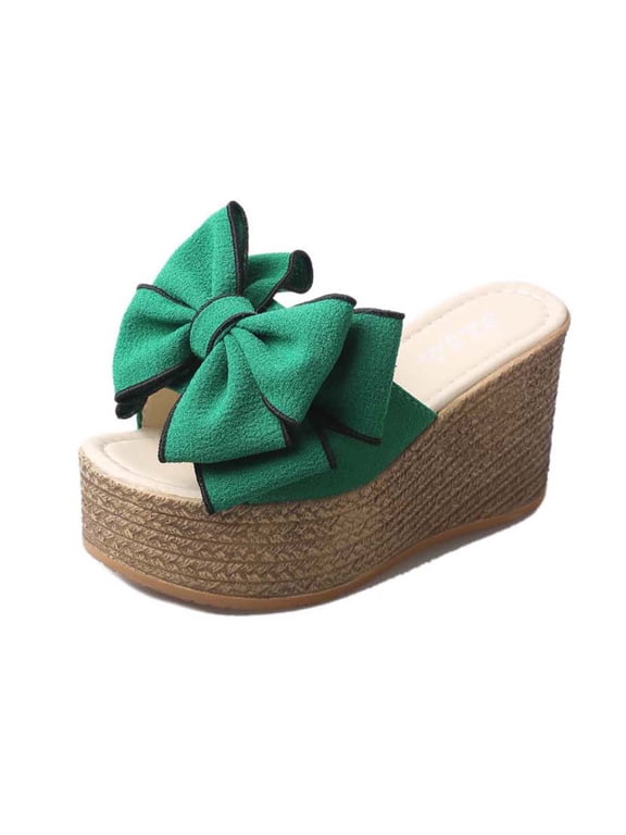 Platform Wedge Sandals Espadrille Slide Sandals Slip On High Heel Espadrille Flatform Mules For Women Casual Jute Beach Straw Raffia Sandals