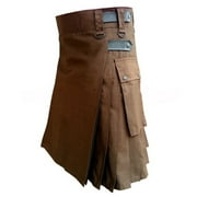 HBYJLZYG Pleated Skirt Men, Vintage Kilt Scotland Gothic Fashion Kendo With Pocket Skirts Scottish Clothing XS-4XL